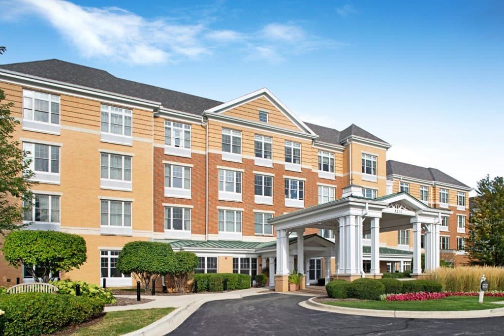 Sunrise at Fountain Square in Lombard, IL